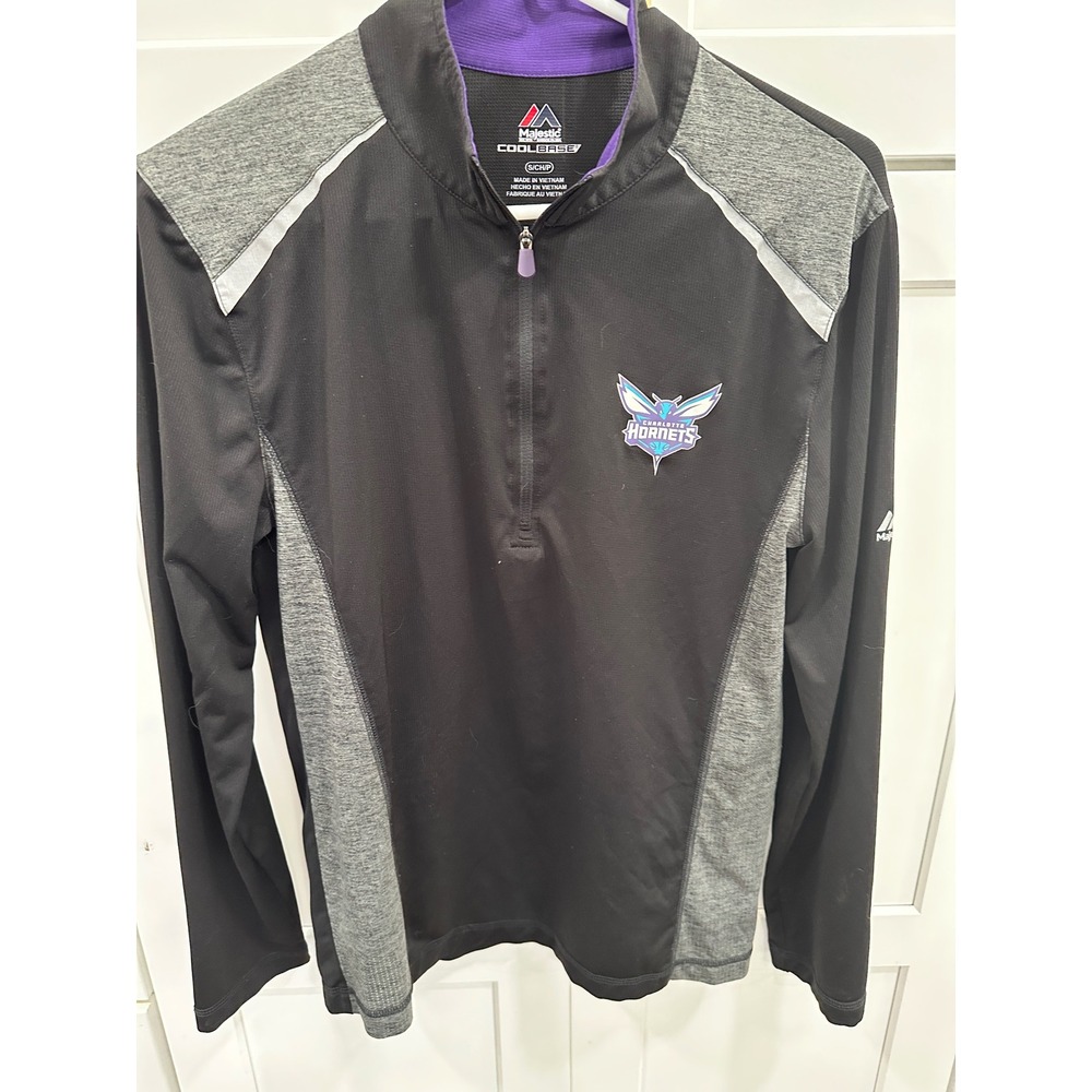 Majestic Charlotte Hornets Pullover Jacket‎ NBA Activewear Gray Black S